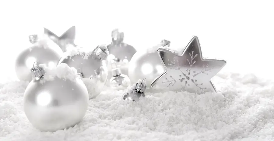Silver Christmas Ornaments background.